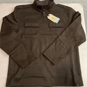 PRANA NWT Men’s Medium Brookland 1/4-zip Sweater Pullover Pumpernickel Wool Poly